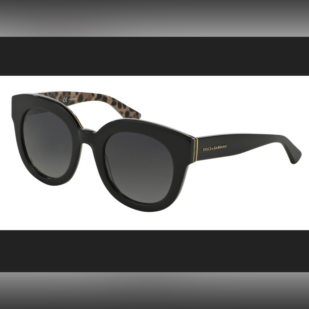 Dolce & Gabbana Black Sunglasses with Leopard Accent DG2857